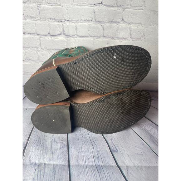 Justin Mens Bent Rail Boot America Cow Foot Double Stitched Wide Round Toe 9 - Picture 5 of 10